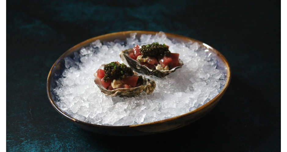 Valentine's Day appetizer | Oysters, red tuna and Asetra caviar